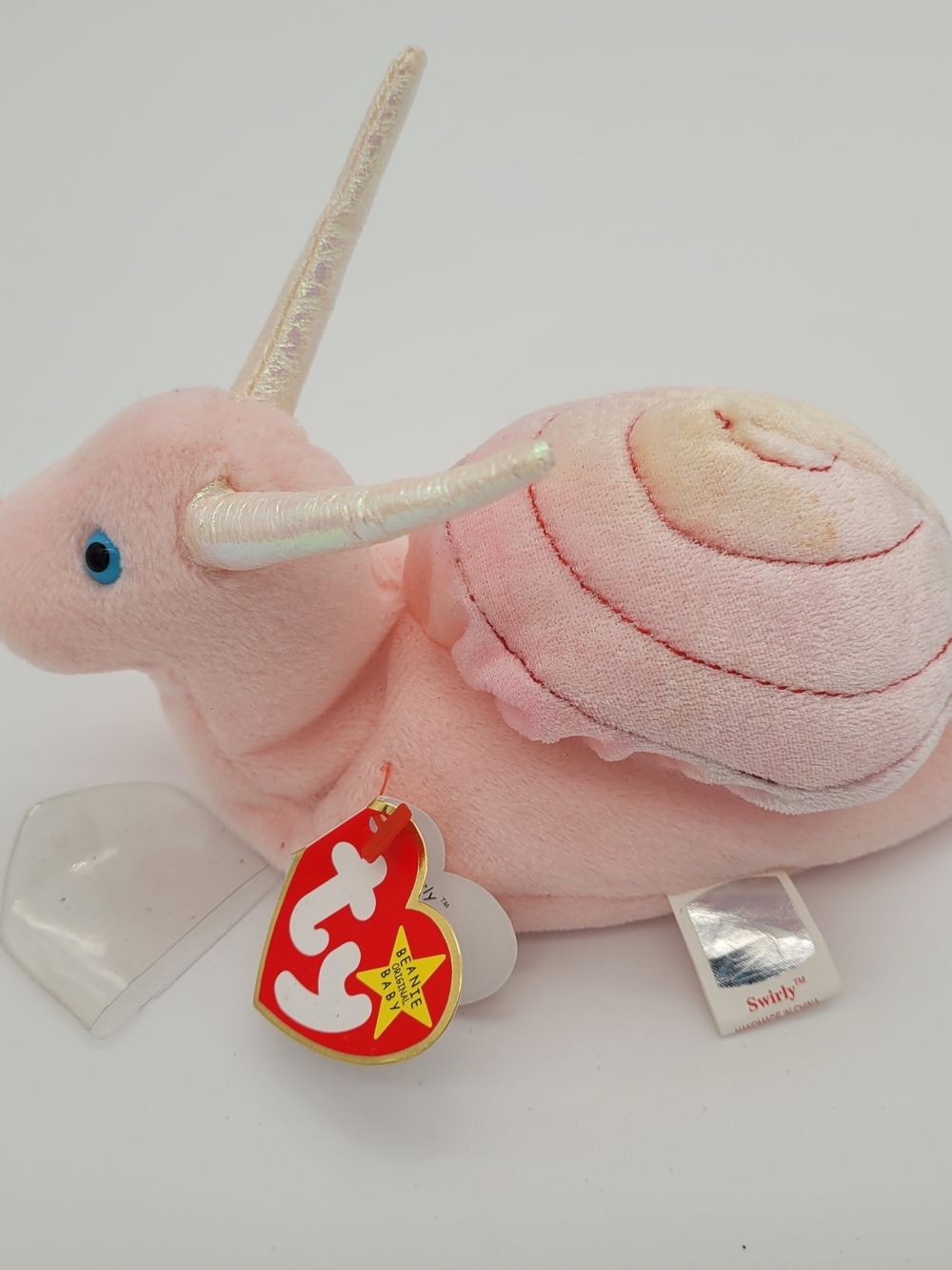 Ty Beanie Baby Swirly Pink Plush Snail for Small Pets & Collectors
